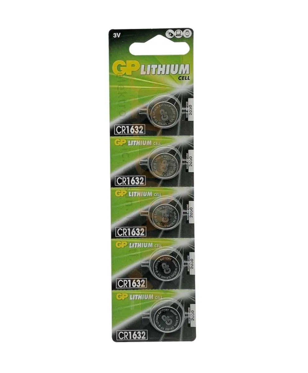 GP CR1632 3V Lityum Düğme Pil - 5'li Blister Paket