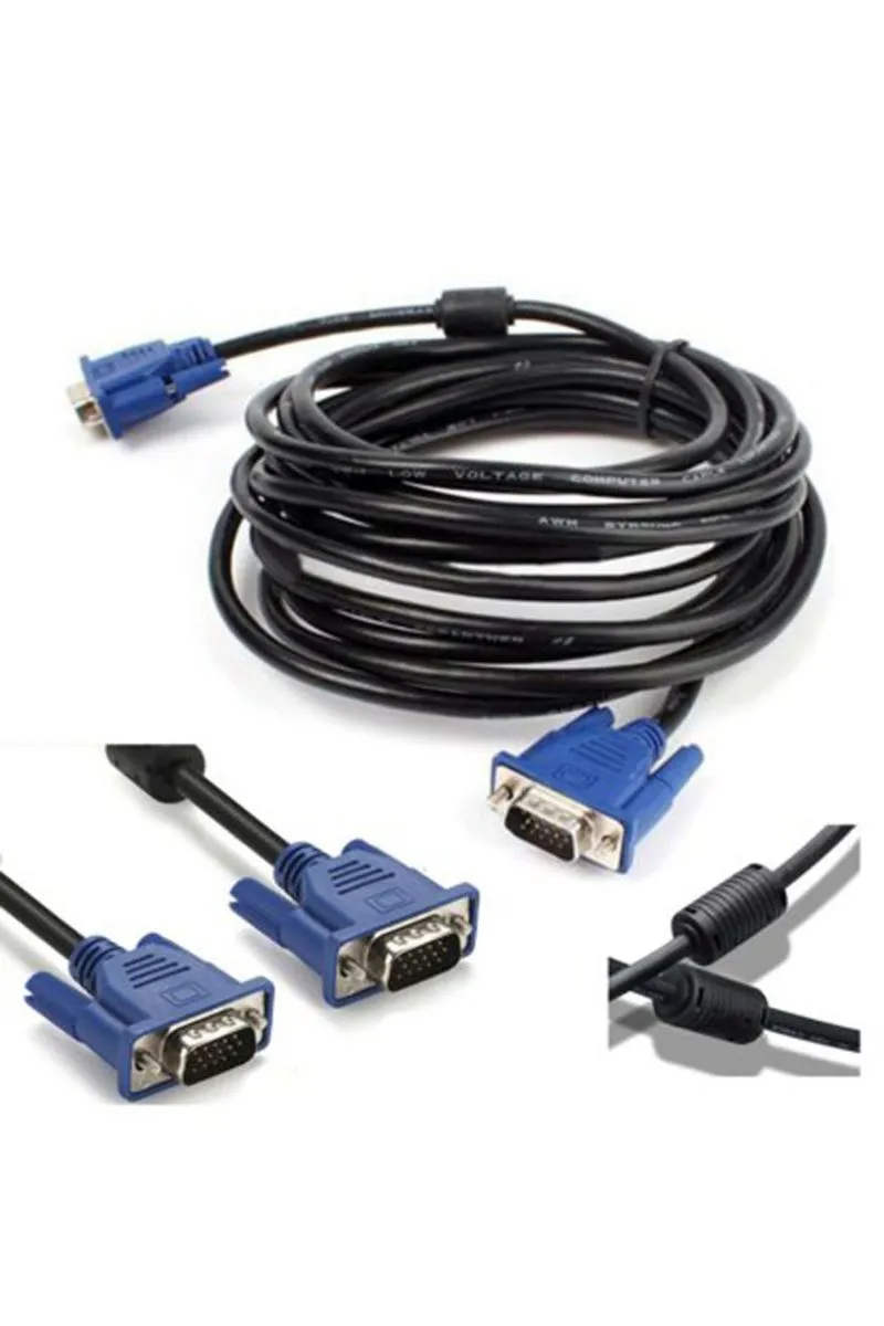 VGA Kablo 10 Metre Siyah Monitör Bağlantı Kablosu